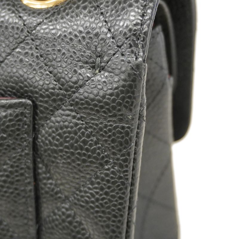Chanel Shoulder Bag Matelasse Caviar Skin Black Gold Hardware Women