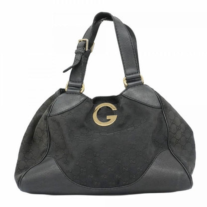 Gucci Handbag GG Canvas 223972 Canvas Black Chien Pan Gold Hardware Women