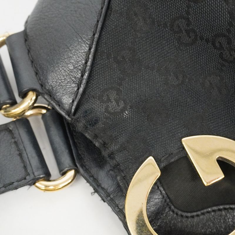 Gucci Handbag GG Canvas 223972 Canvas Black Chien Pan Gold Hardware Women