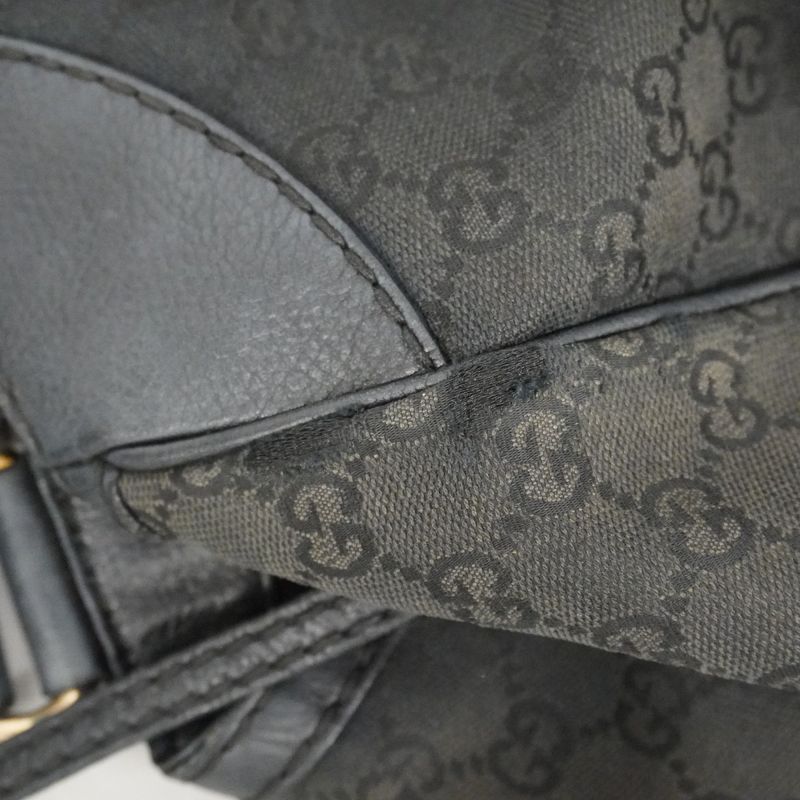 Gucci Handbag GG Canvas 223972 Canvas Black Chien Pan Gold Hardware Women