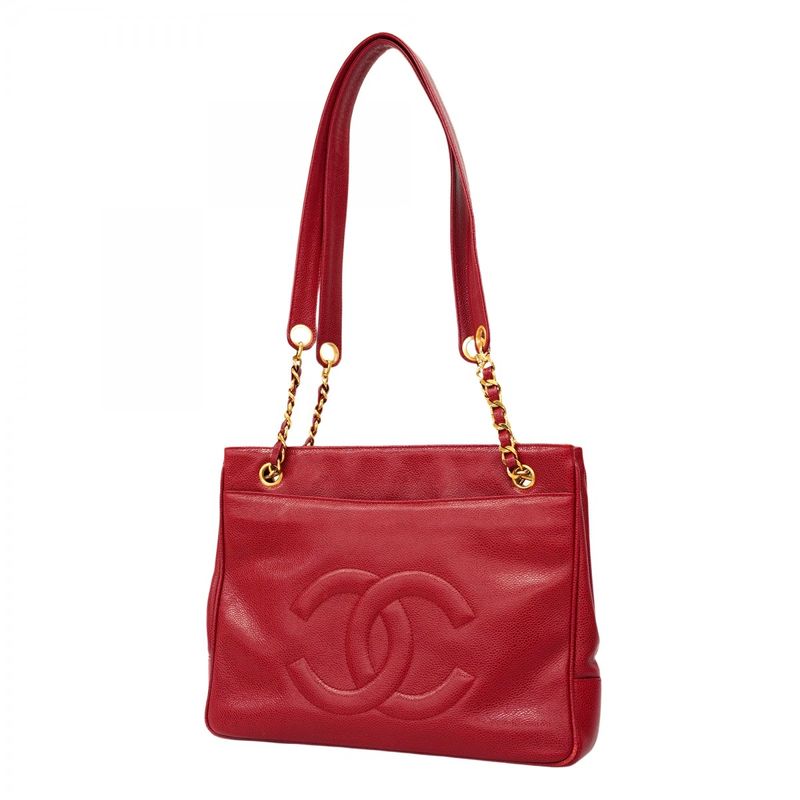 Chanel Shoulder Bag Caviar Skin Bordeaux Gold Hardware Women