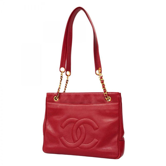 Chanel Shoulder Bag Caviar Skin Bordeaux Gold Hardware Women