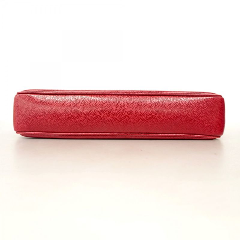 Chanel Shoulder Bag Caviar Skin Bordeaux Gold Hardware Women