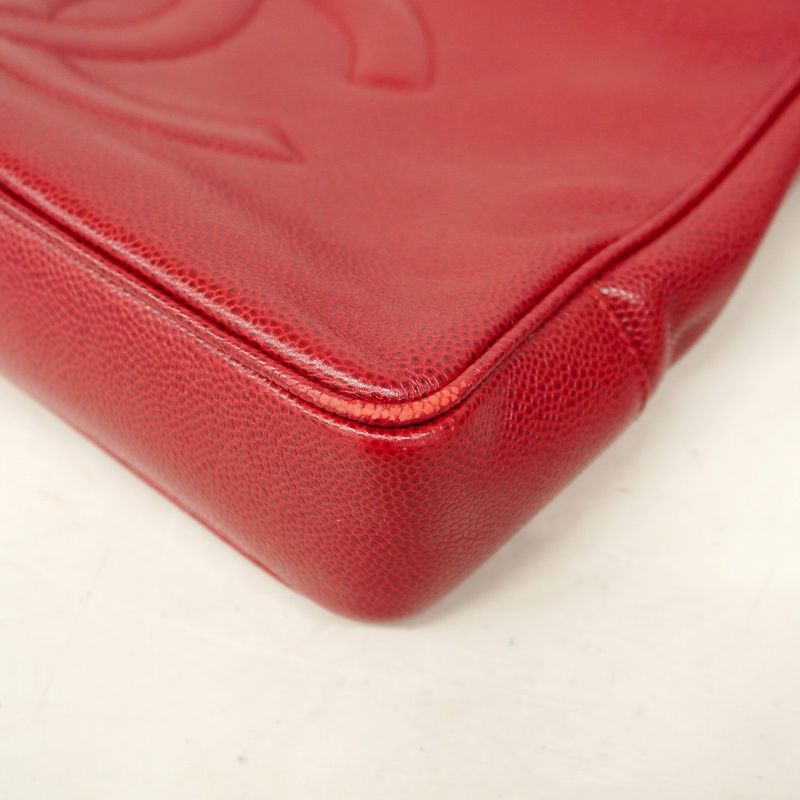 Chanel Shoulder Bag Caviar Skin Bordeaux Gold Hardware Women