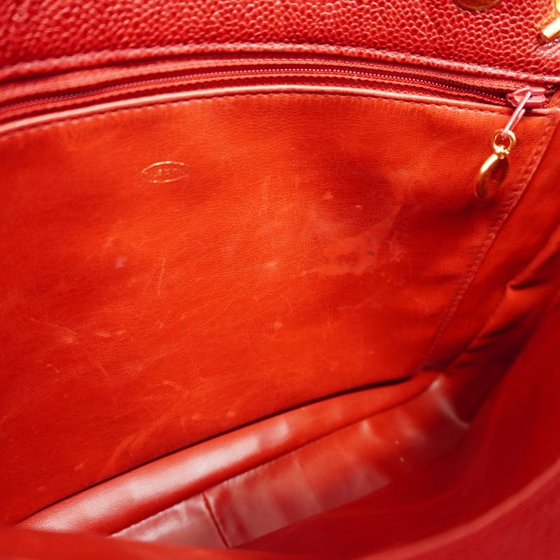 Chanel Shoulder Bag Caviar Skin Bordeaux Gold Hardware Women