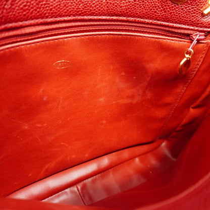 Chanel Shoulder Bag Caviar Skin Bordeaux Gold Hardware Women