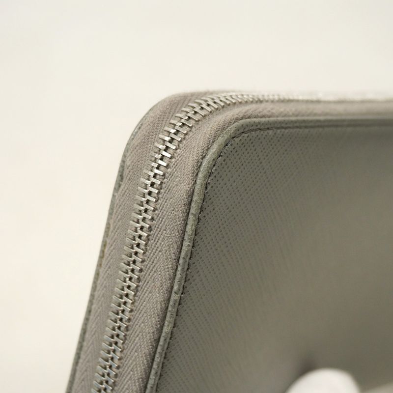 Prada Long Wallet Saffiano Leather Gray Silver Hardware Men Women Unisex