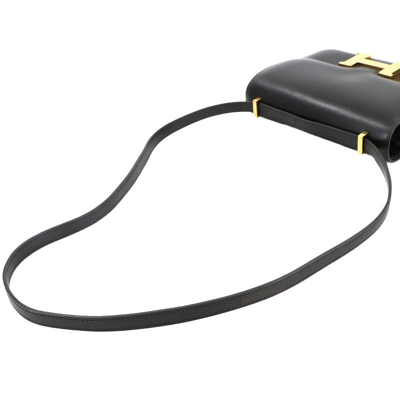 Hermes Constance Mini 18 Shoulder Bag Box Calf Black Gold Hardware 90299146