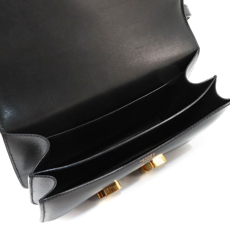Hermes Constance Mini 18 Shoulder Bag Box Calf Black Gold Hardware 90299146