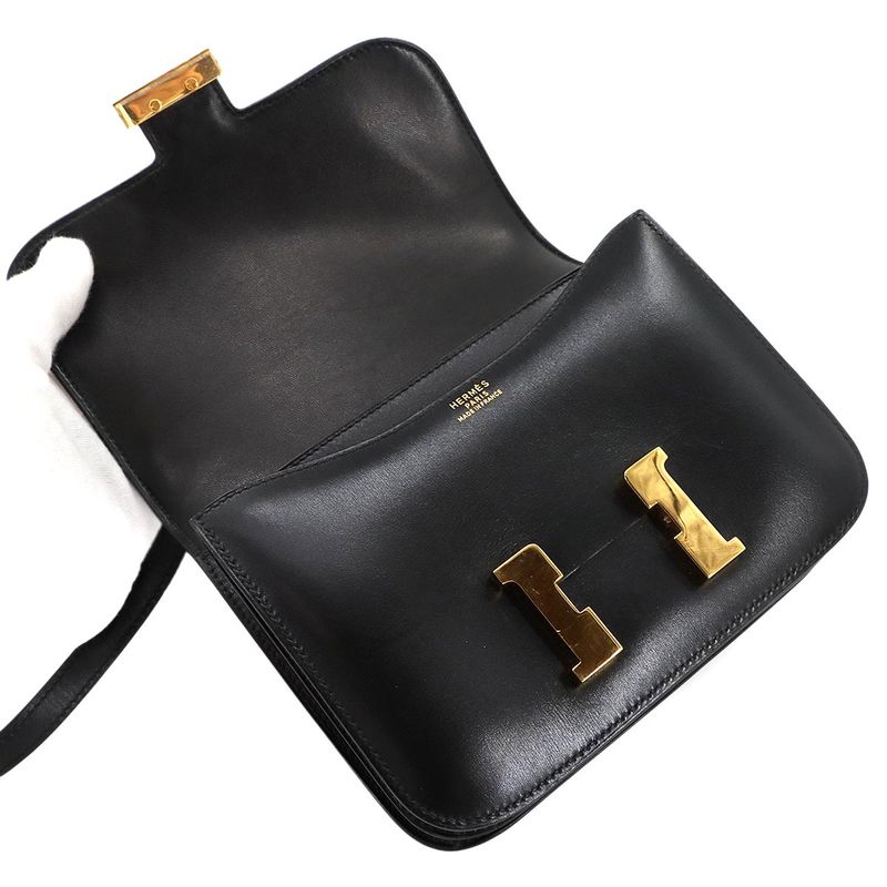 Hermes Constance Mini 18 Shoulder Bag Box Calf Black Gold Hardware 90299146