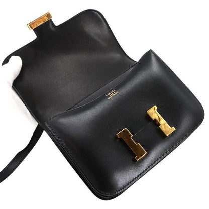 Hermes Constance Mini 18 Shoulder Bag Box Calf Black Gold Hardware 90299146