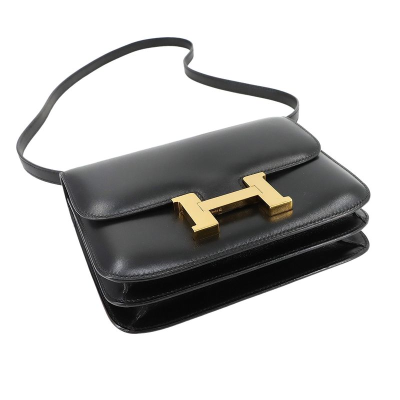Hermes Constance Mini 18 Shoulder Bag Box Calf Black Gold Hardware 90299146
