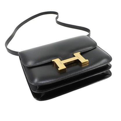 Hermes Constance Mini 18 Shoulder Bag Box Calf Black Gold Hardware 90299146