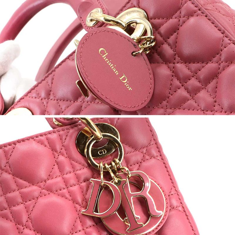 Christian DIOR Canage Lady Dior My Abcdior Small 2way Hand Bag Leather 90299594