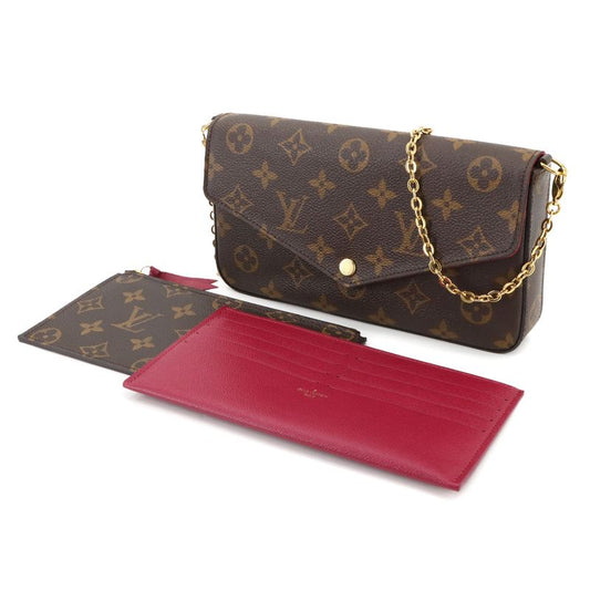 Louis Vuitton Monogram Pochette Felicie Chain Wallet Brown Fuchsia M81896
