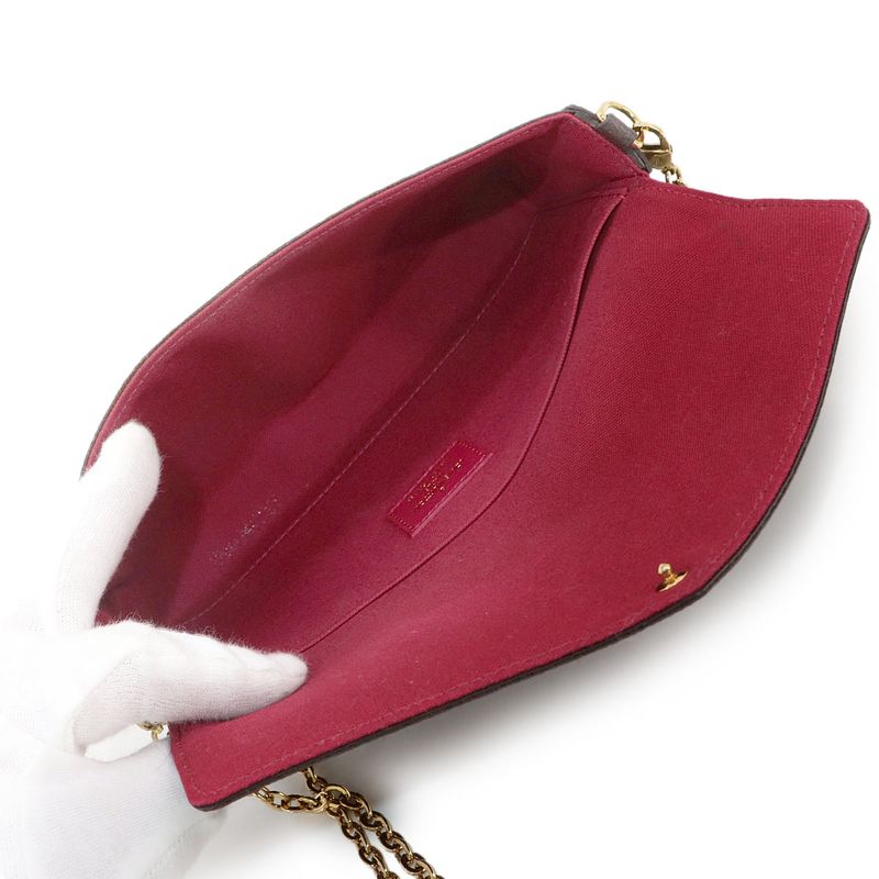 Louis Vuitton Monogram Pochette Felicie Chain Wallet Brown Fuchsia M81896
