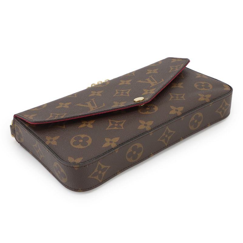 Louis Vuitton Monogram Pochette Felicie Chain Wallet Brown Fuchsia M81896