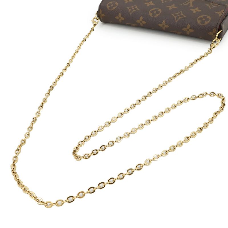 Louis Vuitton Monogram Pochette Felicie Chain Wallet Brown Fuchsia M81896