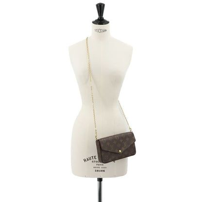 Louis Vuitton Monogram Pochette Felicie Chain Wallet Brown Fuchsia M81896