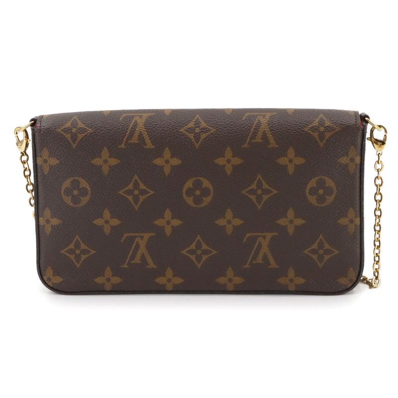 Louis Vuitton Monogram Pochette Felicie Chain Wallet Brown Fuchsia M81896