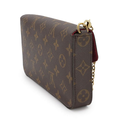 Louis Vuitton Monogram Pochette Felicie Chain Wallet Brown Fuchsia M81896