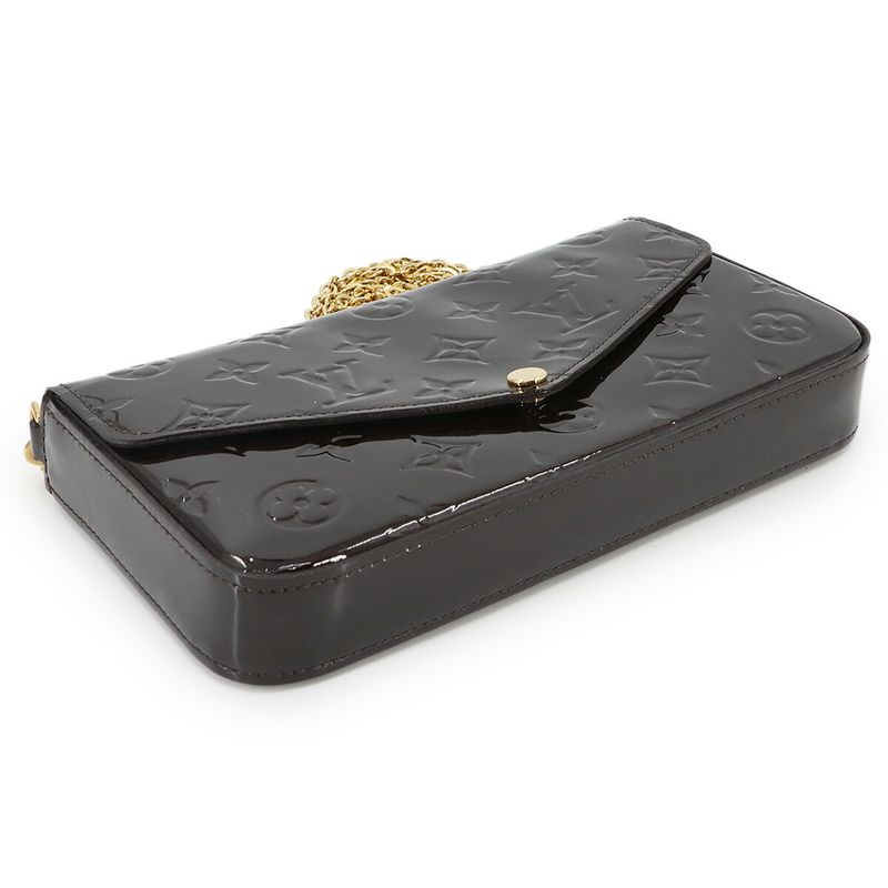 Louis Vuitton Monogram Vernis Pochette Felicie Chain Wallet Leather Amarante
