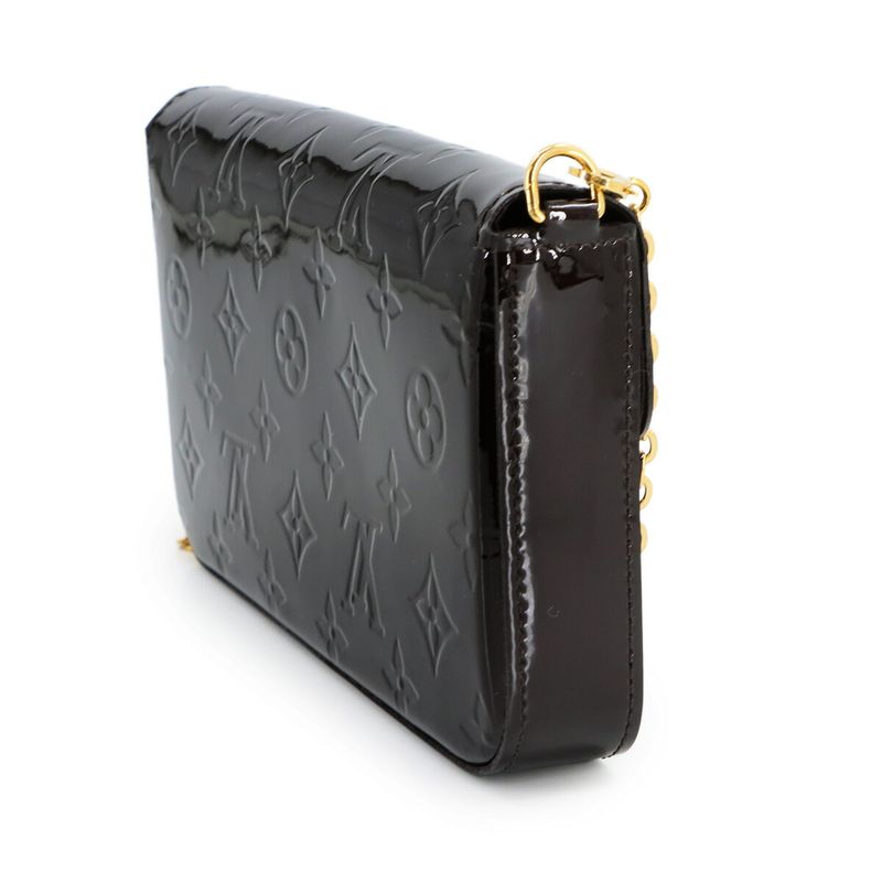 Louis Vuitton Monogram Vernis Pochette Felicie Chain Wallet Leather Amarante
