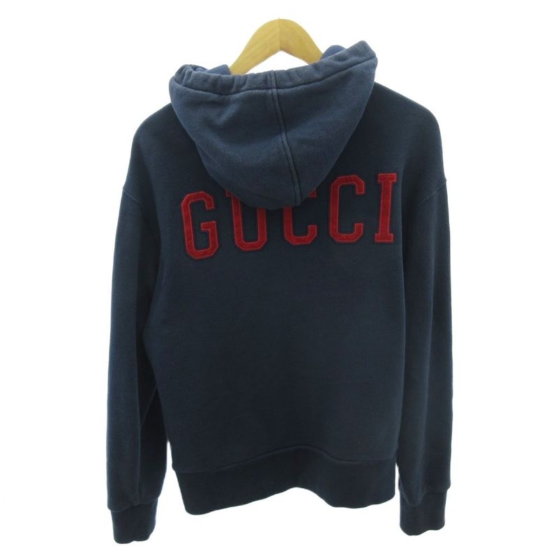 Gucci 18AW MLB New York Yankees Zip Up Hoodie Logo Patch XL Navy Blue Navy 1104