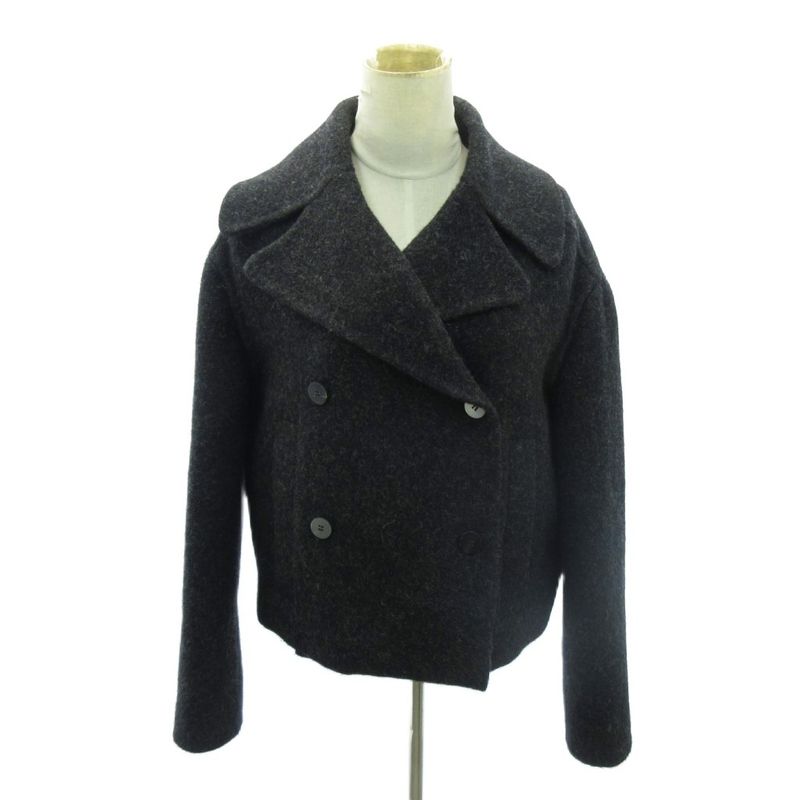 Christian DIOR Wool Melton P Coat Pea Coat Jacket Short Length F36 Gray 1104 AA