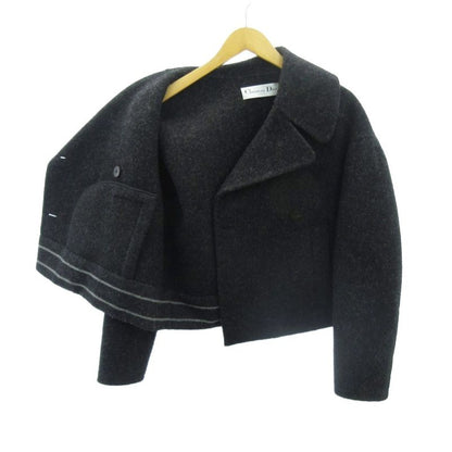 Christian DIOR Wool Melton P Coat Pea Coat Jacket Short Length F36 Gray 1104 AA