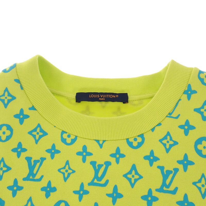 Louis Vuitton Monogram Print Crewneck Size M Sweatshirt Cotton Lime X Light