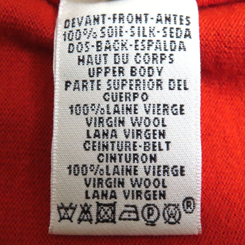 Hermes 100% Wool Silk Switching Twillene Sleeveless Dress With Belt Orange