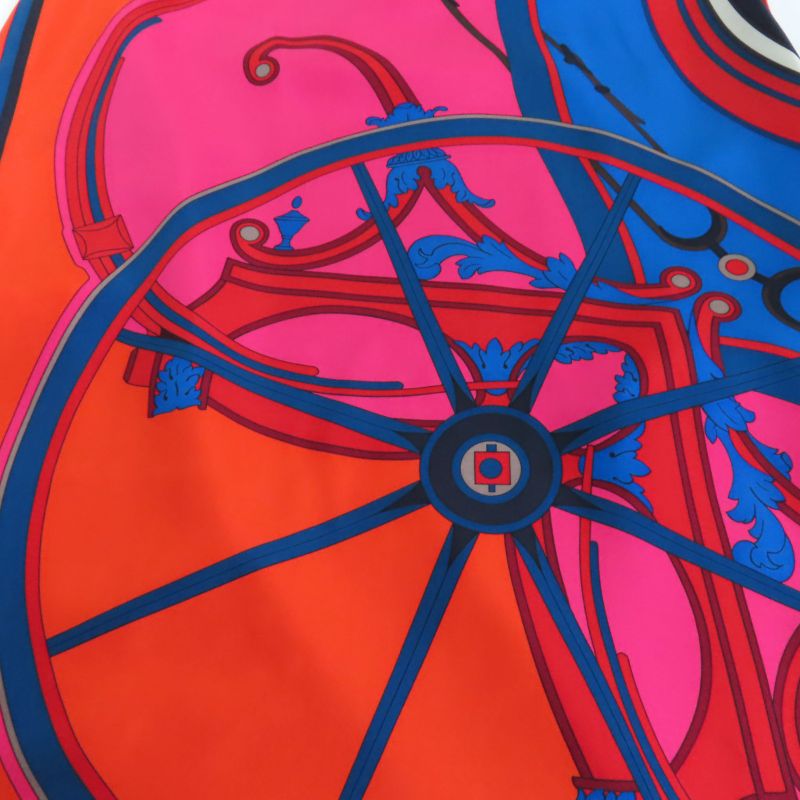 Hermes 100% Wool Silk Switching Twillene Sleeveless Dress With Belt Orange