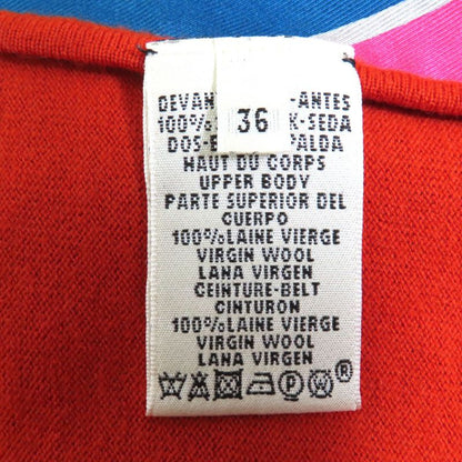 Hermes 100% Wool Silk Switching Twillene Sleeveless Dress With Belt Orange