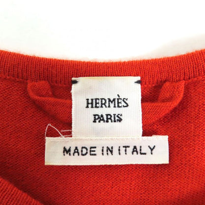 Hermes 100% Wool Silk Switching Twillene Sleeveless Dress With Belt Orange