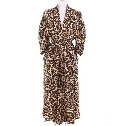 Fendi 2020 Fda928 100% Wool Waist Shape Leopard Pattern Seventh Sleeve Dress