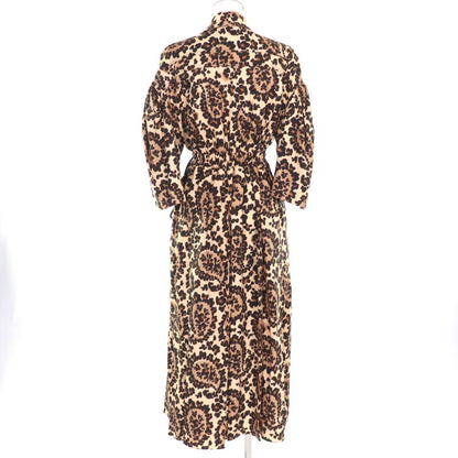 Fendi 2020 Fda928 100% Wool Waist Shape Leopard Pattern Seventh Sleeve Dress