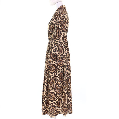 Fendi 2020 Fda928 100% Wool Waist Shape Leopard Pattern Seventh Sleeve Dress