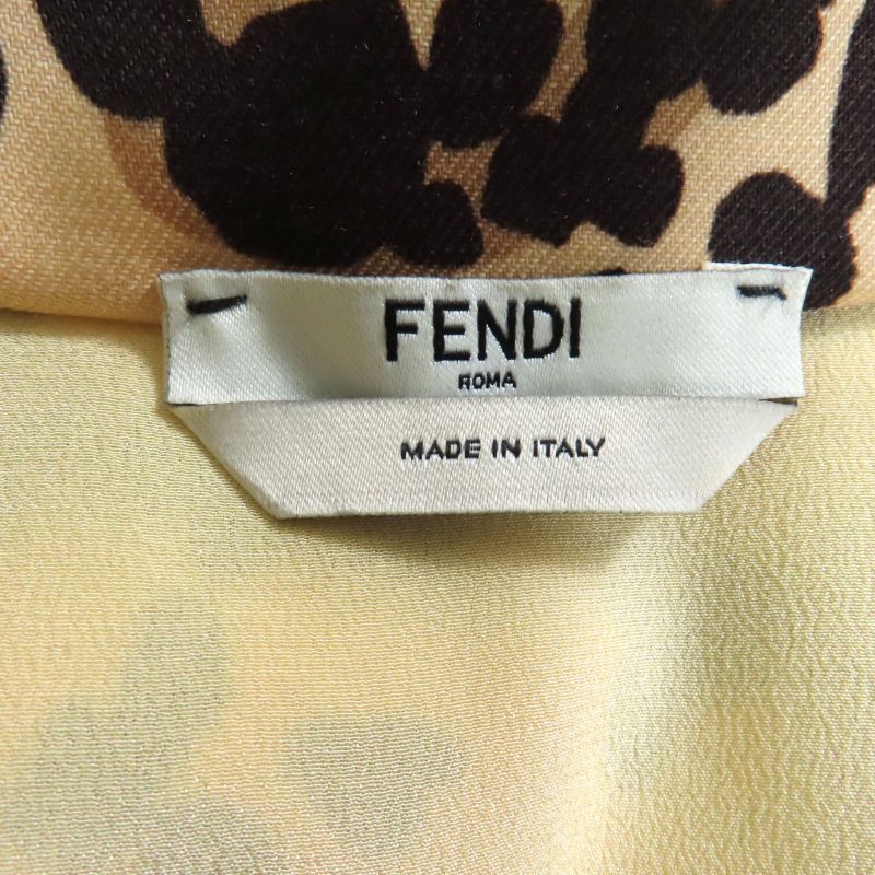 Fendi 2020 Fda928 100% Wool Waist Shape Leopard Pattern Seventh Sleeve Dress