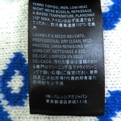 Balenciaga 612960 Wool Jacquard Logo Large Scarf Blue White Made In Italy