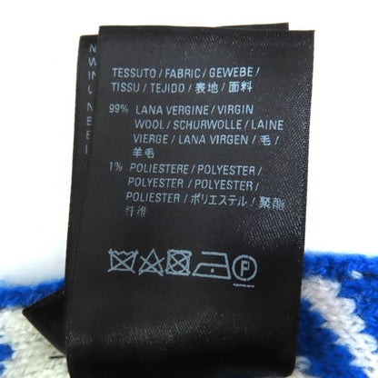 Balenciaga 612960 Wool Jacquard Logo Large Scarf Blue White Made In Italy