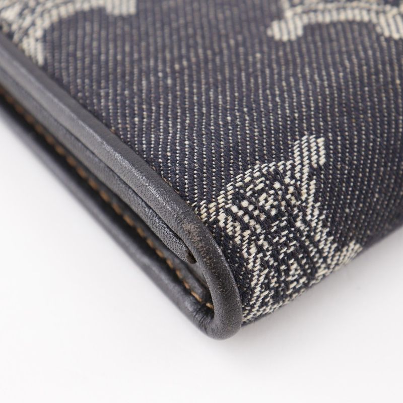 Celine Triomphe Denim Navy Blue Women's Long Wallet