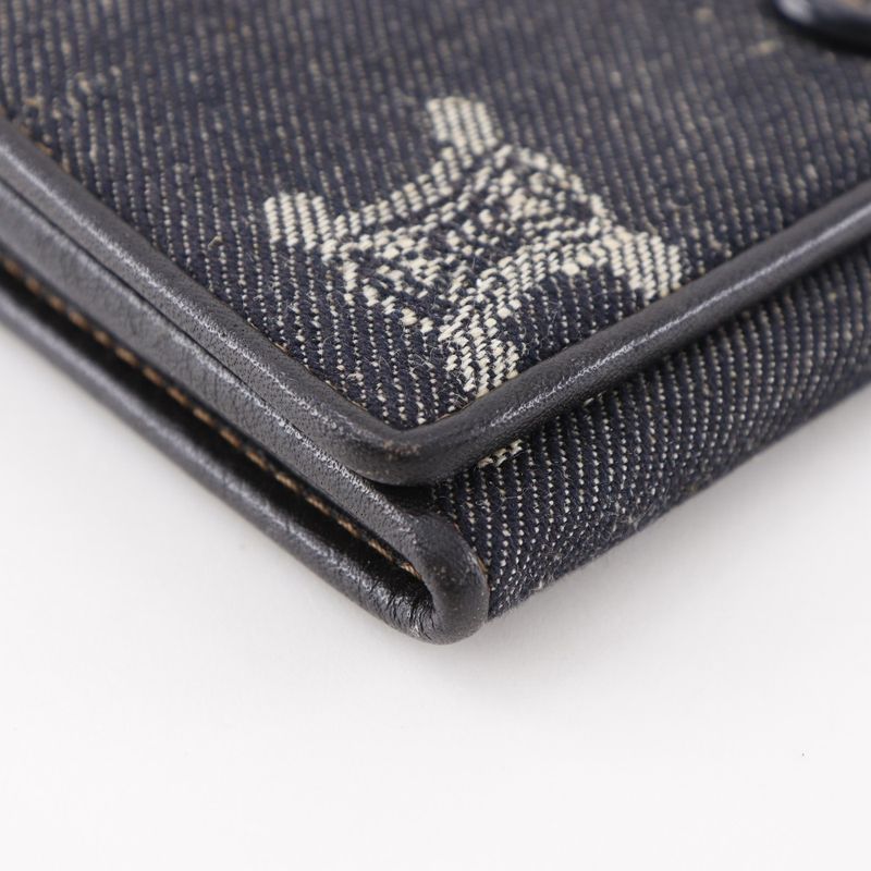 Celine Triomphe Denim Navy Blue Women's Long Wallet