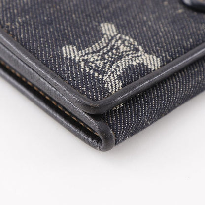 Celine Triomphe Denim Navy Blue Women's Long Wallet