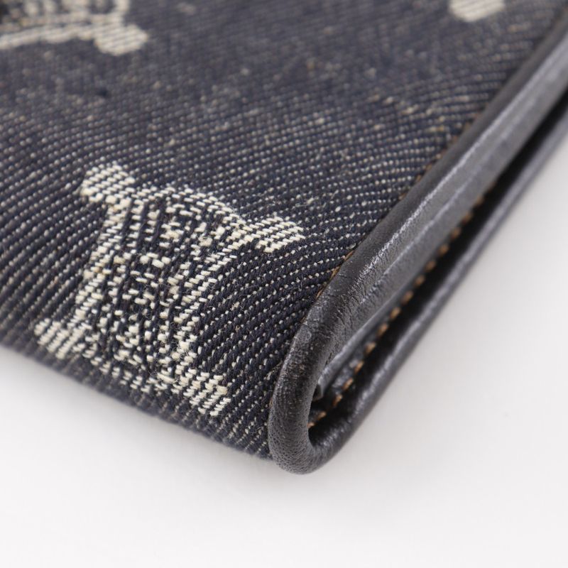 Celine Triomphe Denim Navy Blue Women's Long Wallet