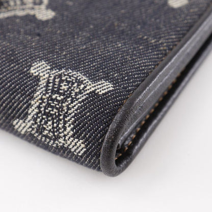 Celine Triomphe Denim Navy Blue Women's Long Wallet