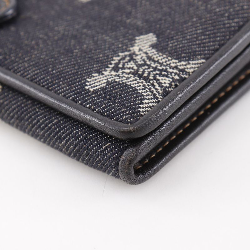 Celine Triomphe Denim Navy Blue Women's Long Wallet