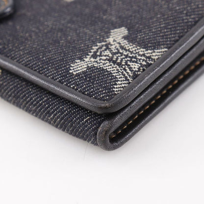 Celine Triomphe Denim Navy Blue Women's Long Wallet