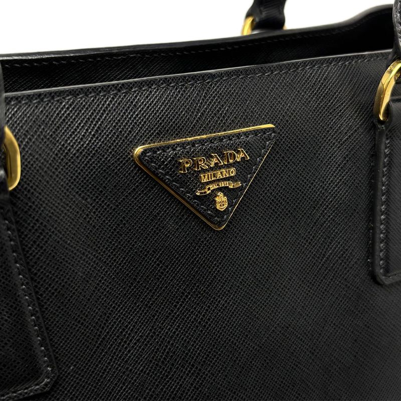 Prada Saffiano Leather 2-Way Bag Handbag Black