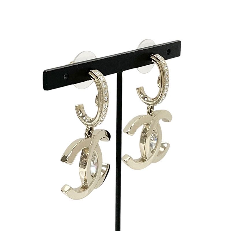 Chanel Earrings Earring Gold Coco Mark Rhinestone